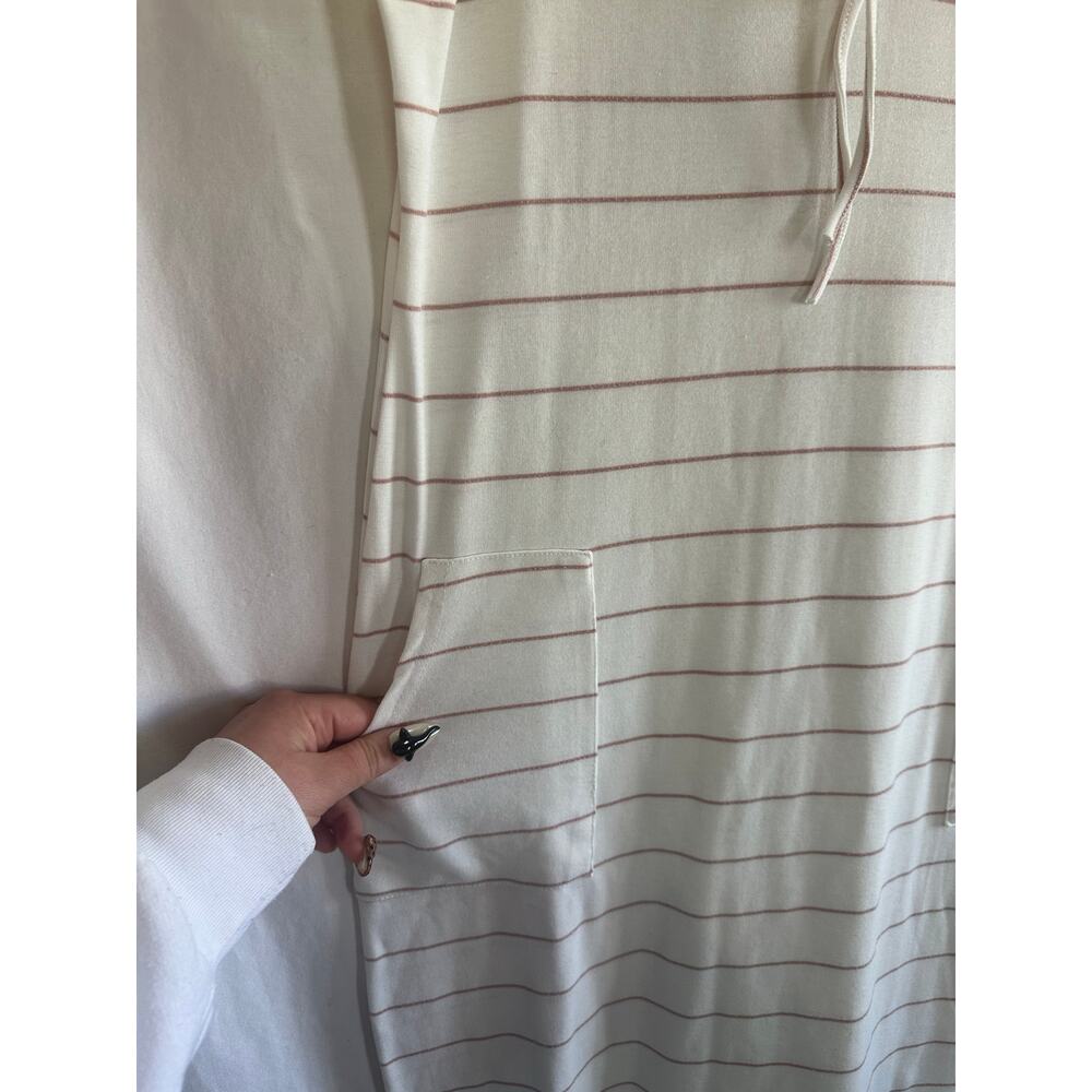 Beyond This Plane Dress - Large - Ivory Pink Stripe Lace Up Pocket Dress - Picture 2 of 5